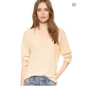 Zadig & Voltaire L Apple Sweater Alpaca Cotton Ecru V Neck Open Weave Pullover